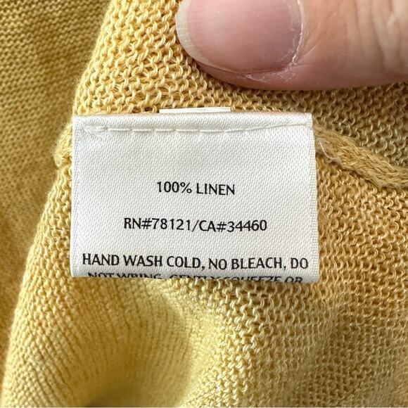 EILEEN FISHER | 100% Linen Open Front Cardigan Yellow Lightweight Sweater | XS - Picture 6 of 7